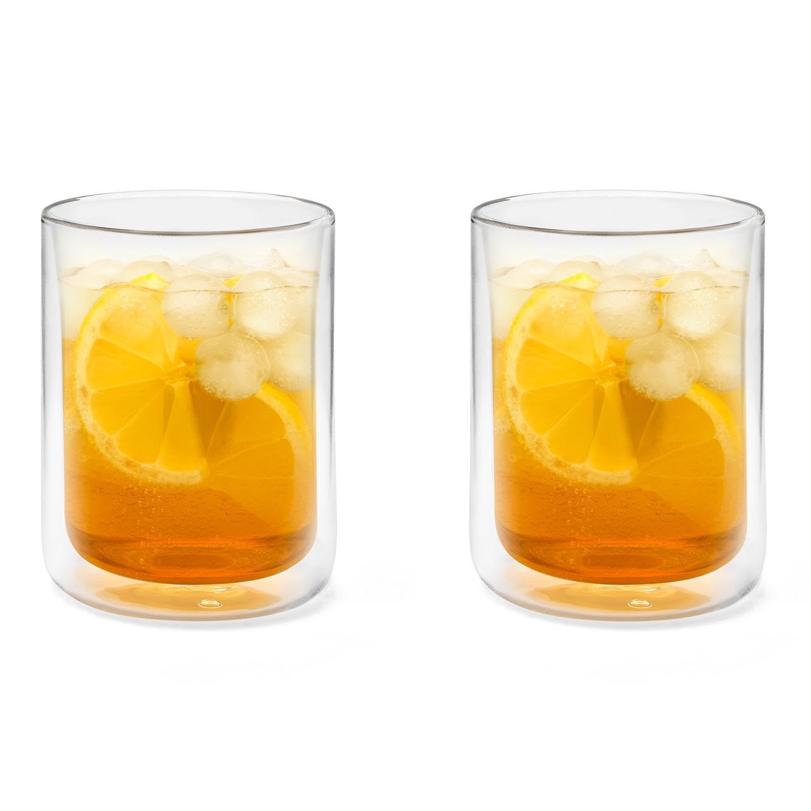 Bredemeijer Teekanne 1.1 Liter blau - doppelwandige Edelstahlkanne Set mit Glasdeckel & 2 isolierende Teegläser je 290 ml