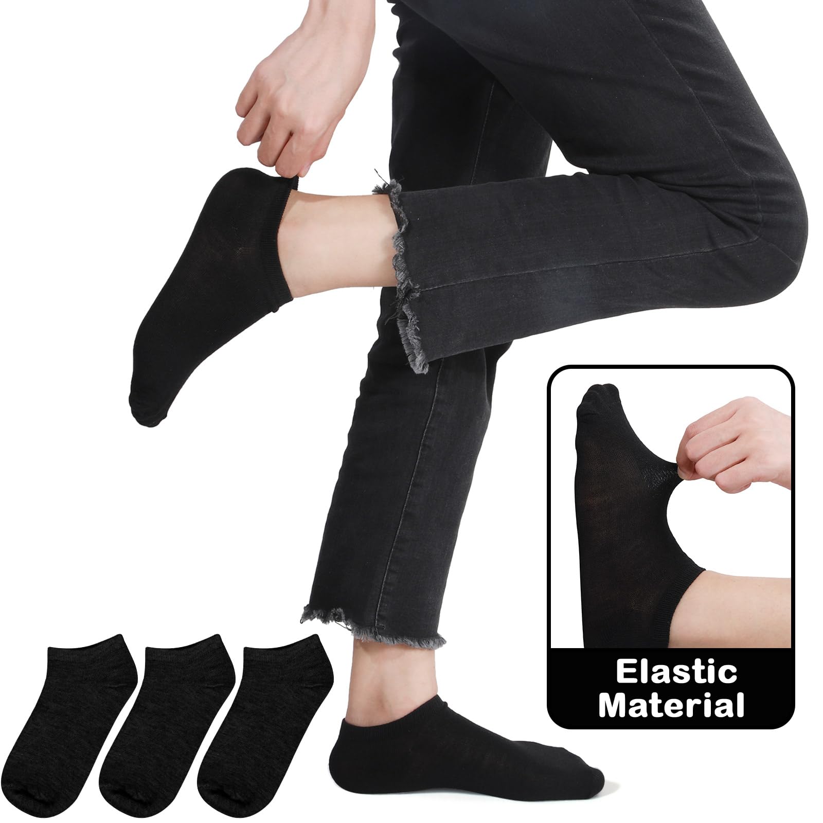 JaGely 100 pares de calcetines de tobillo de corte bajo a granel para mujeres y hombres, delgados, transpirables, casuales, invisibles y atléticos de algodón