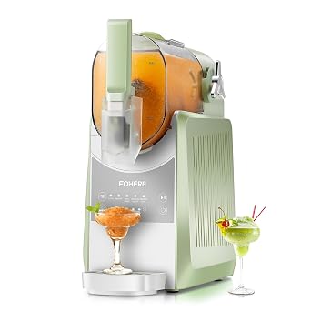 FOHERE Slushie Machine, 88 oz Slushy Machine for Home, Professional Frozen Drink Maker with Self-Clean, Rapid Cooling, 12H Freshness, for Milkshake, Margarita Smoothie, Frappes Pea Green