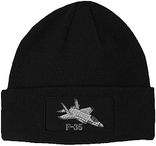Custom Patch Beanie F-35 Aircraft Name Embroidery Skull Cap Hats for Men & Women
