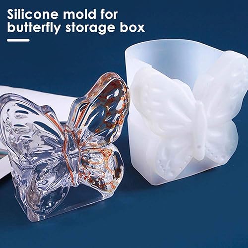 Miniatura 7 de Caja de almacenamiento de mariposas 3D, molde de resina de silicona, soporte de velas de té de mariposa, moldes de fundición de silicona epoxi, caja