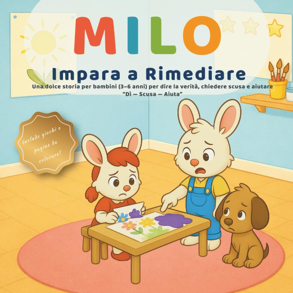 Milo Impara a Rimediare: Una dolce storia per bambini (3–6 anni) per dire la verità, chiedere scusa e aiutare (Le piccole lezioni di Milo-)