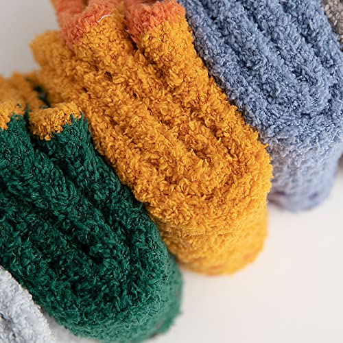 3/6 Pairs Non Slip Hospital Socks for Women Fluffy Fuzzy Slipper Socks with Grips4
