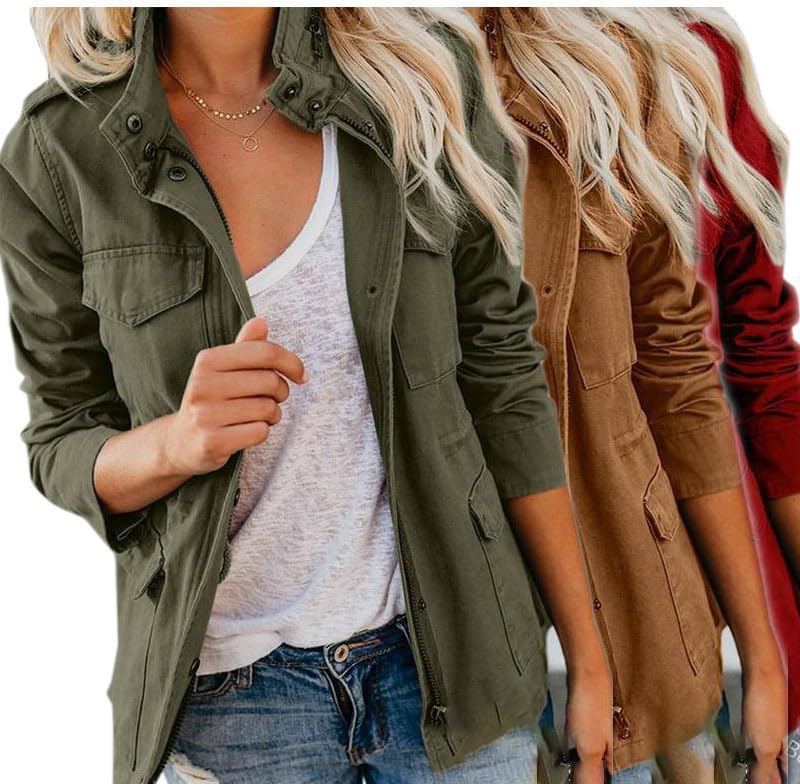 ZOCANIA Womens Military Anorak Jacket Lightweight Zip Up Snap Buttons Utility Cargo Anorak with Pockets Fall Coat - Image 5
