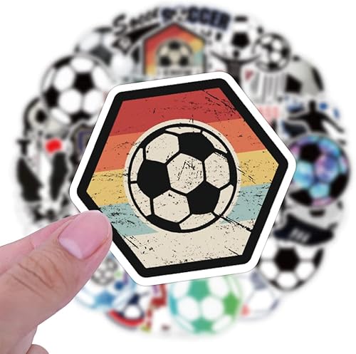 Miniatura 4 de Calcomanías de fútbol, 50 unidades, calcomanías de fútbol impermeables de vinilo para niños y niñas, laptop, equipaje, botella de agua, frascos de