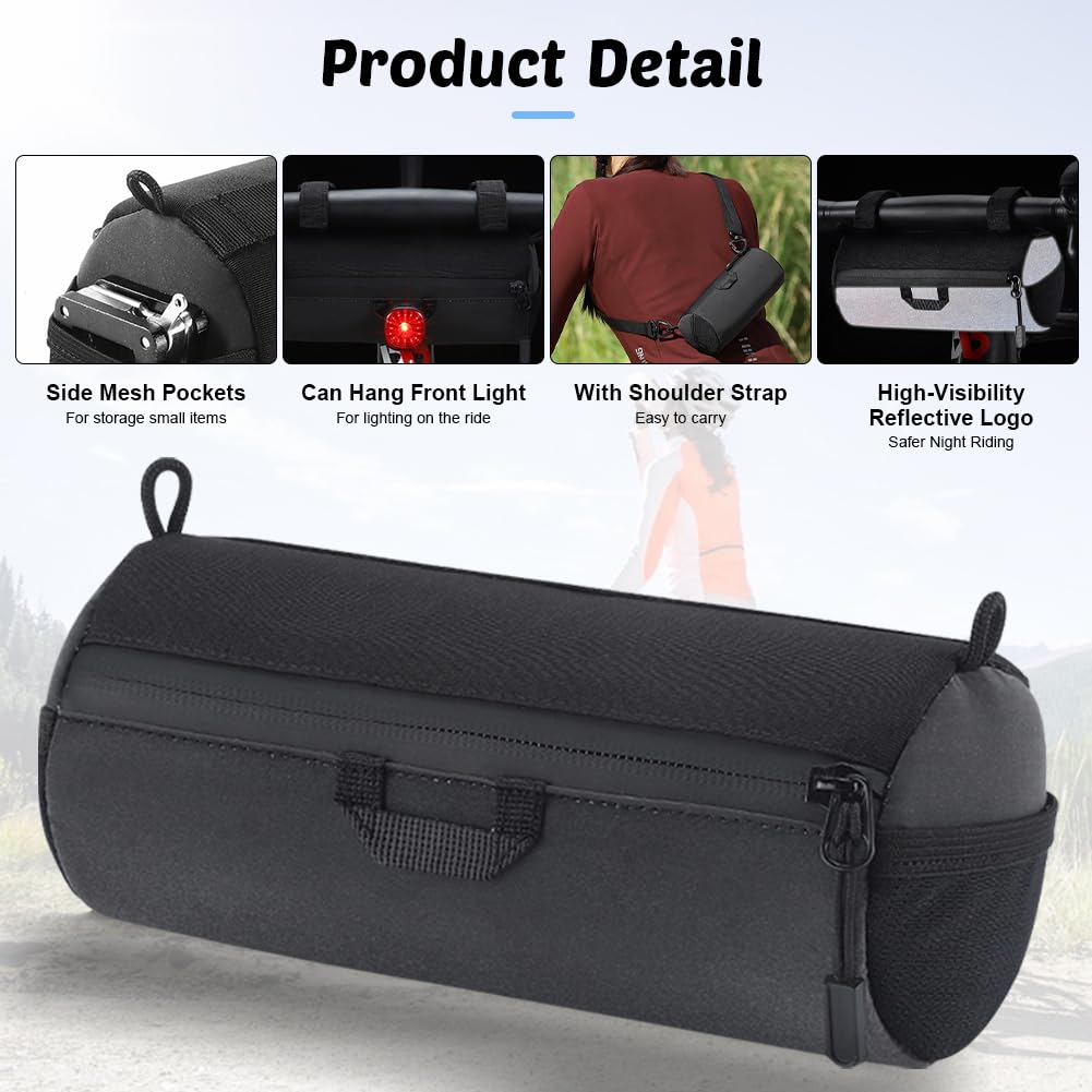 Borsa da manubrio da bicicletta, multifunzionale, 1 l, riflettente, con tracolla, per mountain bike, bici da corsa, City Bikes