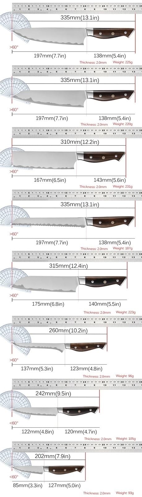 Coltello forgiato Coltello da salmone giapponese Coltello da sushi Coltello da carne Coltello da filetto di pesce Coltello da affettare crudo Coltello da sashimi Santoku(H/1pc)