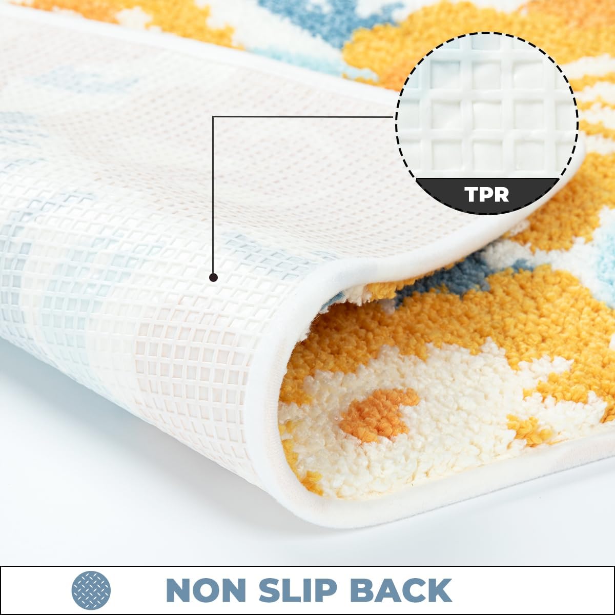 Cute Floral Bathroom Rug Ultra Absorbent and Non Slip Bath Carpet Machine Washable Super Fluffy Mat for Bath Tub, Bedroom and Dining Room (23"x16", Blue)