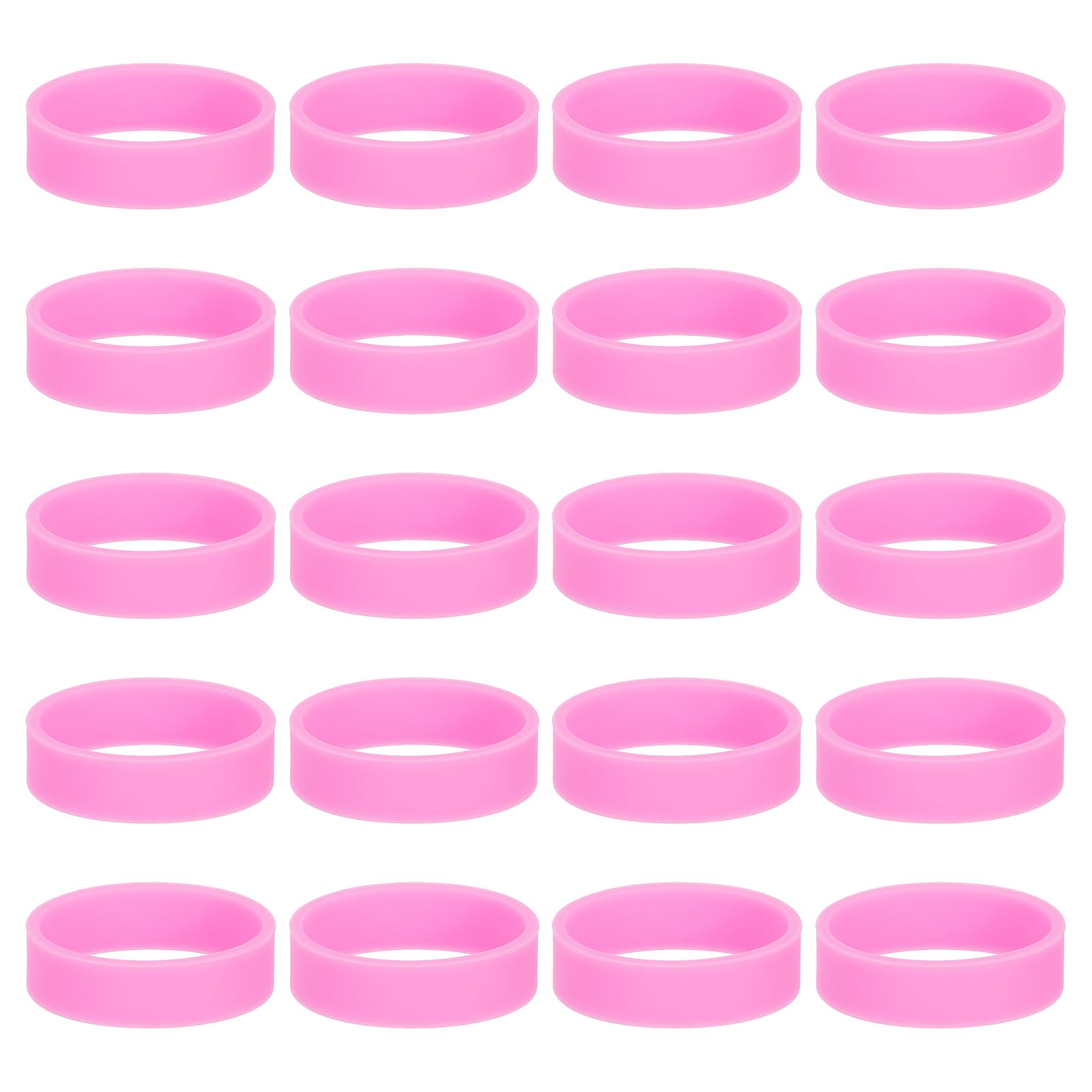 sourcing map 50Pcs Silicone Rubber Bands Non-Slip 1.22 Inch Flat Elastic Rubber Wrapping Bands for Books, Traps, Art, Cord Wraps, Pink