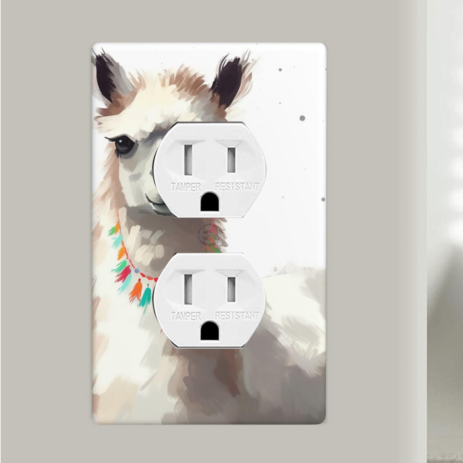Llama Duplex Receptacle Outlet Covers, 1-Gang Standard Size Wall Plates Unbreakable Polycarbonate Electrical Switchplate Cover Faceplate For Bathroom Kitchen Decor