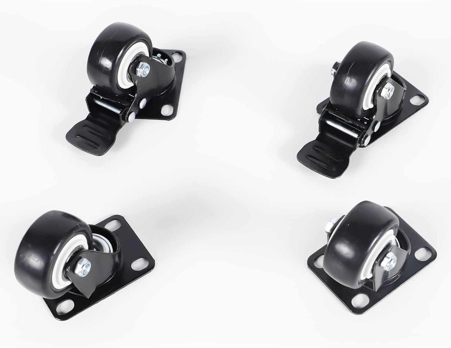 Four individual braked wheels, components included for installation.