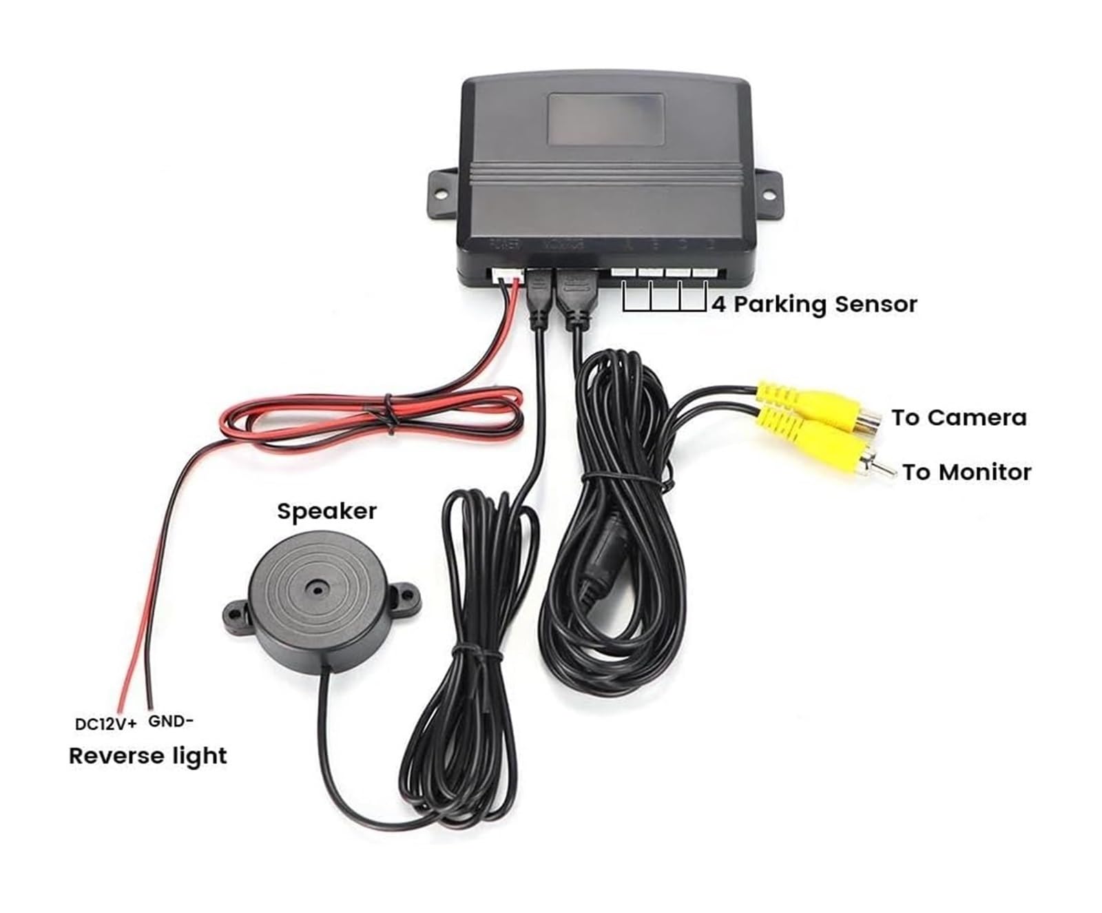 Sensori Radar Retromarcia Posteriori Per Auto CVBS Video Parcheggio Backup Cicalino Monitor Supporto Visualizzazione Immagine 4 Macchina Sensori(bianca)