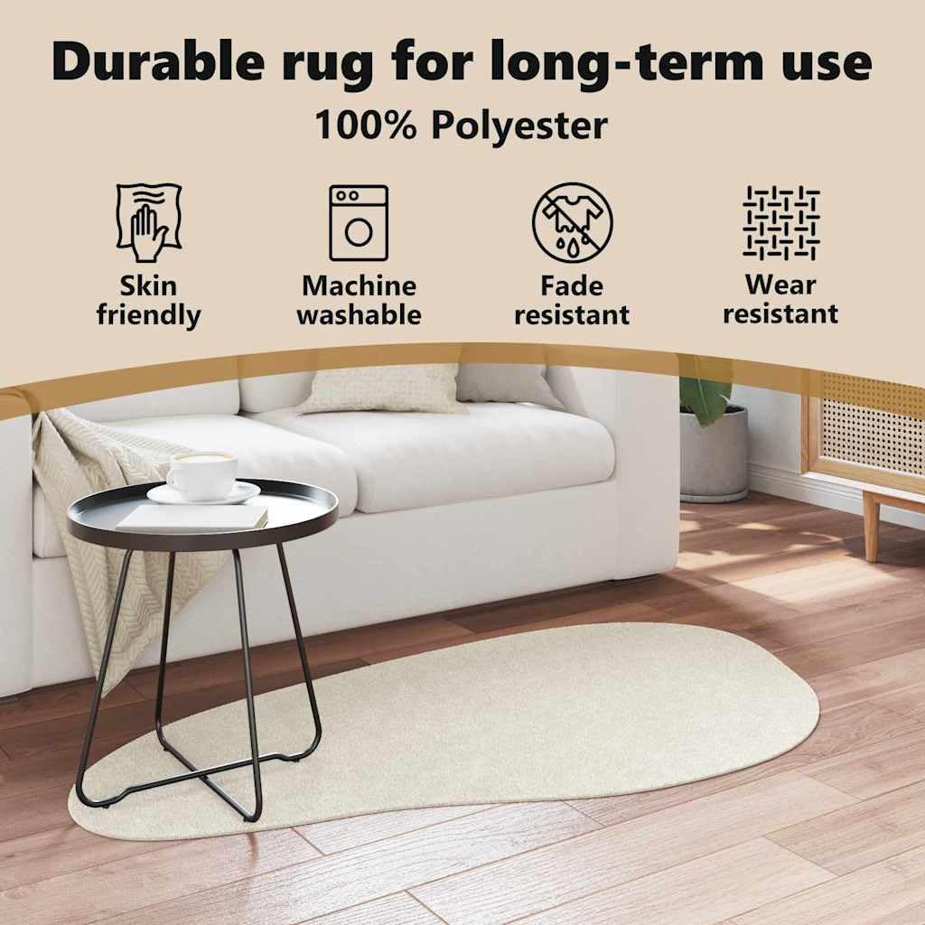 vidaXL Tapis HUARTE Crème 80 x 150 cm Polyester | Une sensation agréable sous le pied, La forme ondulée unique ajoute une ambiance contemporaine,