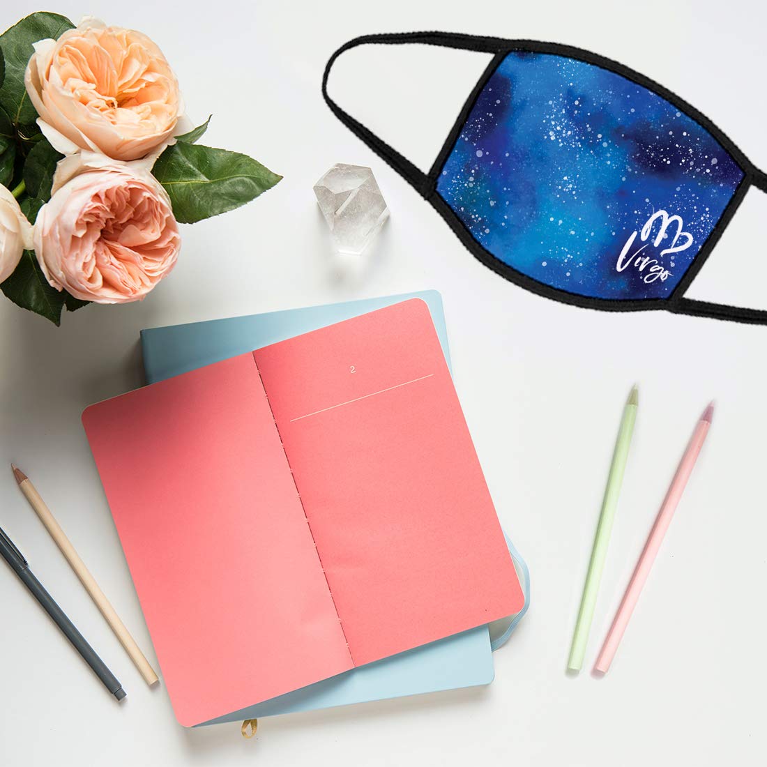 Andaz Press Reusable Zodiac Adult Face Mask with 1 Replaceable PM 2.5 Protection Filter, Virgo Horoscope Galaxy Design, Lightweight Breathable Washable Polyester Cloth Protection for Adults, 1-Pack