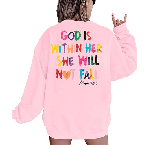 Christian Sweatshirt Women Bible Verse Pullover Christian God Is Within