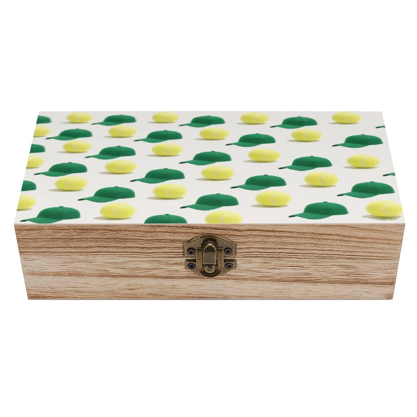 VstaDank Tennis Wooden Box Sturdy Vintage Storage Box with Hinged Lid Exquisite Wood Keepsake Boxes Large Jewelry Case Cute Trinket Holder Unique Gift for Men & Women