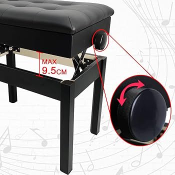 RAKU ピアノ椅子 楽譜収納付き 高さ調整 46～56cm　ブラック RAKU 楽譜収納付き ピアノ椅子 ピアノイス イス ベンチタイプ 高