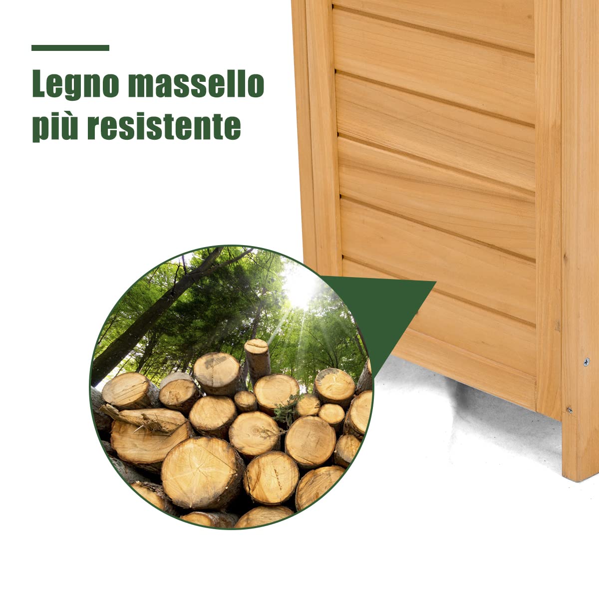 DREAMADE Casetta Porta Attrezzi da Esterno Ripostiglio da Giardino Capanno per Attrezzi in Legno, 176 x 70 x 36 cm