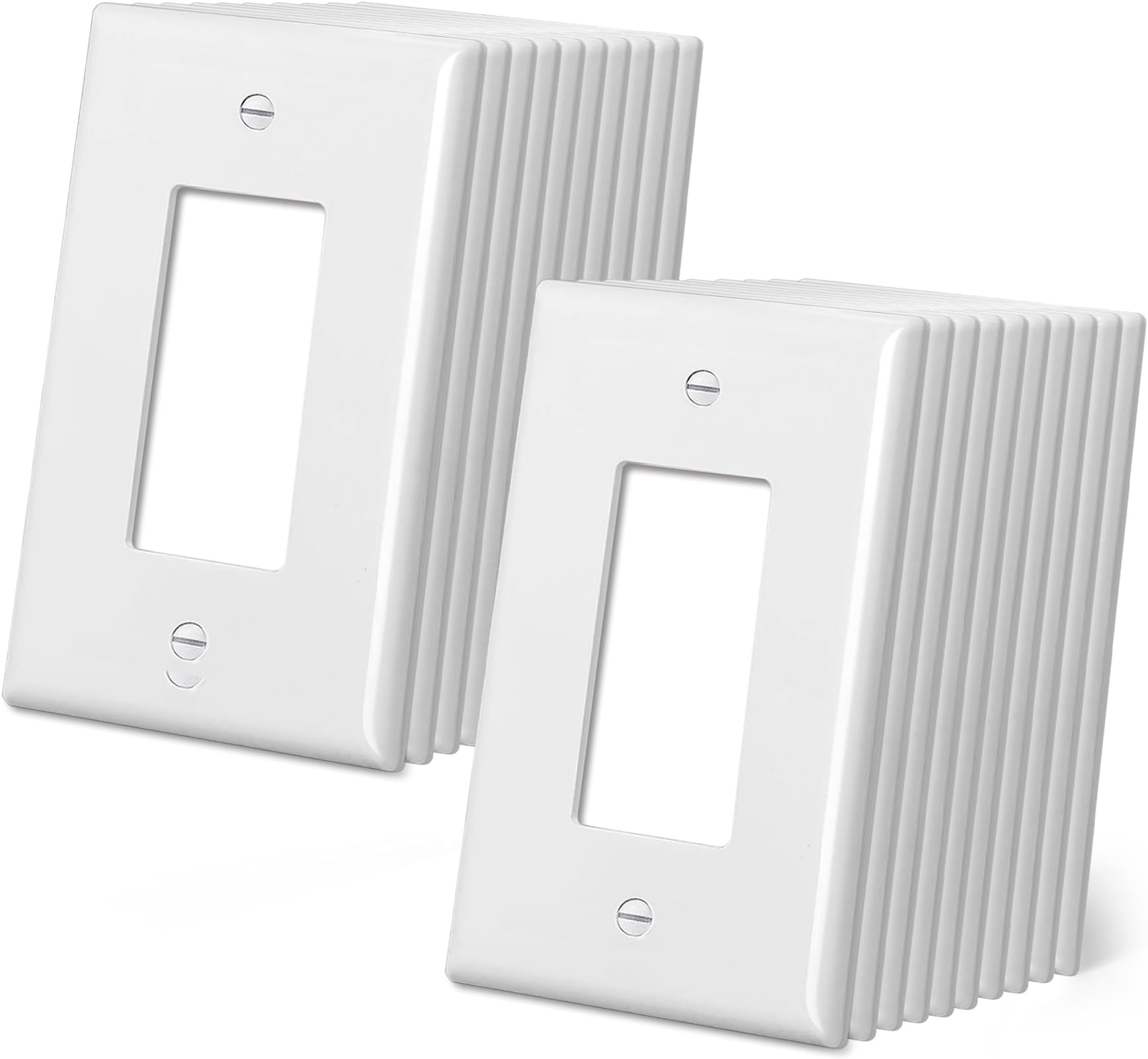CML Oversized Decorator Wall Plate, 20 Pack Electrical Outlet Receptacle Covers, Jumbo 1-Gang Switch Plates, Over-Size 3.5” x 5.5”, Impact Resistant, Gloss White, ETL Listed