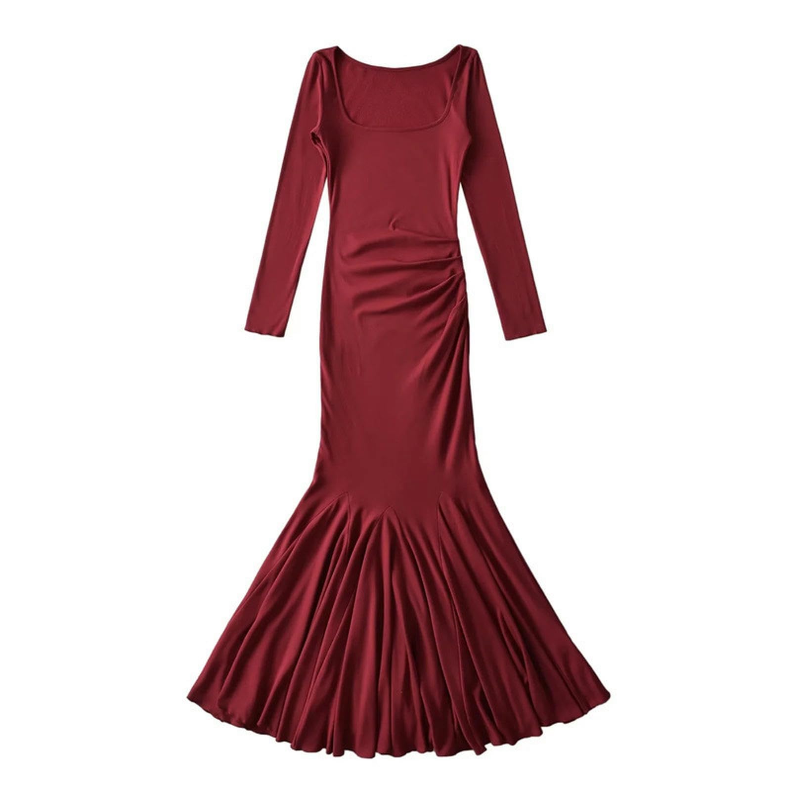 Robe en velours plissée bordeaux pour sculpter une silhouette élancée