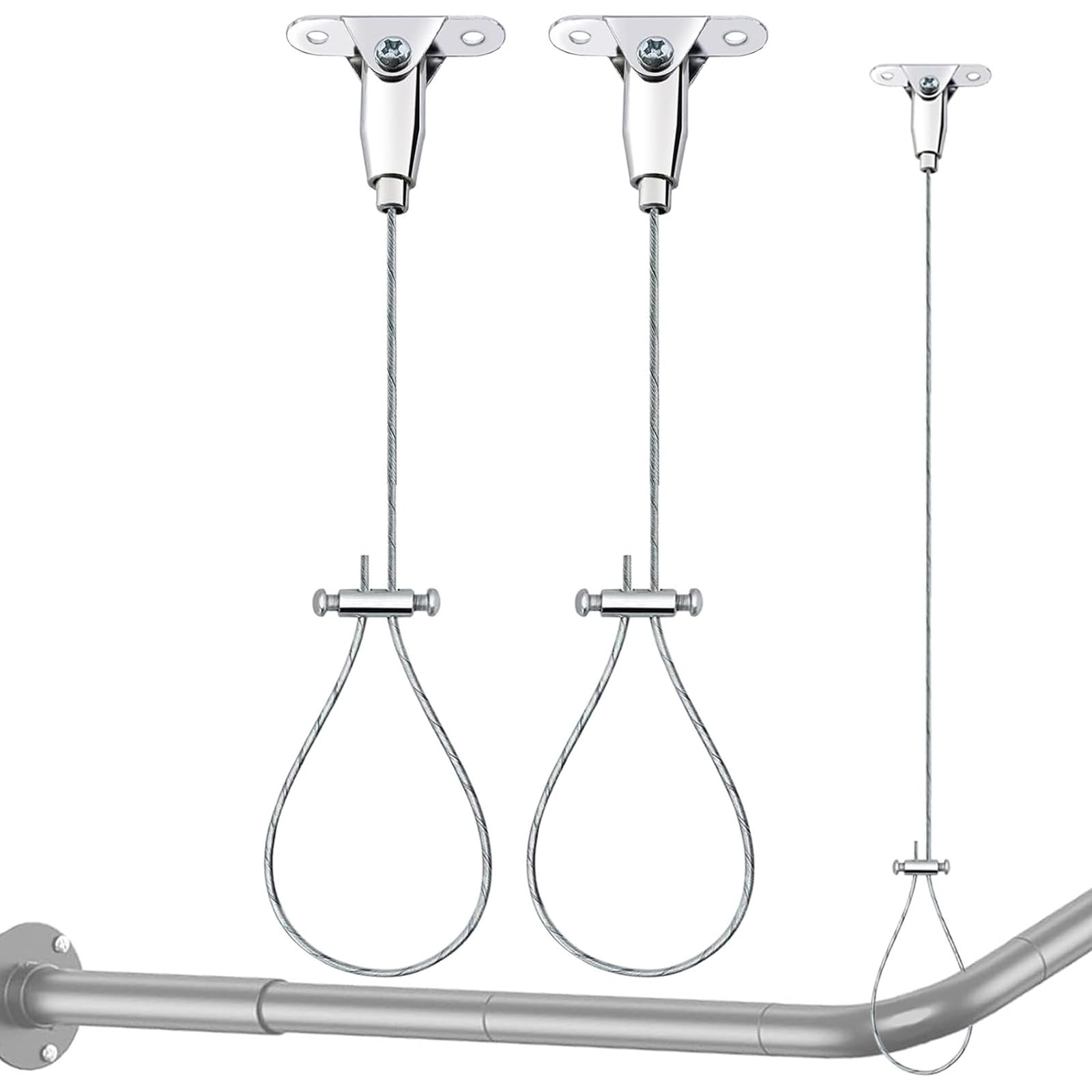 Tizuqe Multicolor Rust Ceiling Mounted Shower Rod Holder Stainless Steel Wire Hanging Rope Adjustable Bracket Stainless Steel Shower Curtain Rod Bracket