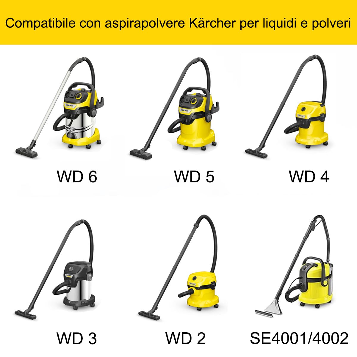 10x pezzi Sacchetti Aspirapolvere, Universali Sacchetto Filtro In Carta Sacco per Karcher WD3, WD 3 Premium, WD2, MV3 MV2, A2204, A2204, A2534, WD3200, WD3500P, KAR69591300