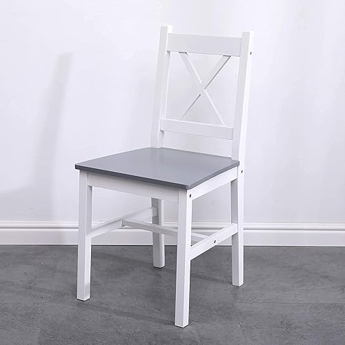 Miniatura 8 de SogesPower Juego de mesa de comedor para 4 personas, 5 piezas, juego de mesa de cocina de madera con 4 sillas para cocina, comedor, restaurante,