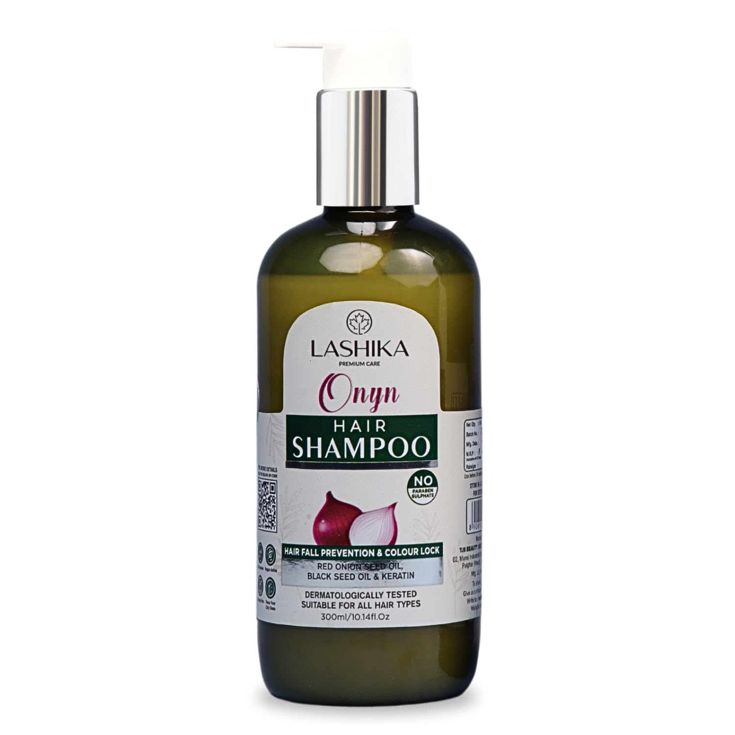 Lashika Onyn Onion Shampoo With Red Onion Seed Oil, Black Seed Oil, Keratin, Vitamin E, Argan Oil | Helps to Reduce Hair Loss, Itchy Scalp, Dull, Weak and Frizzy Hair - 300ml