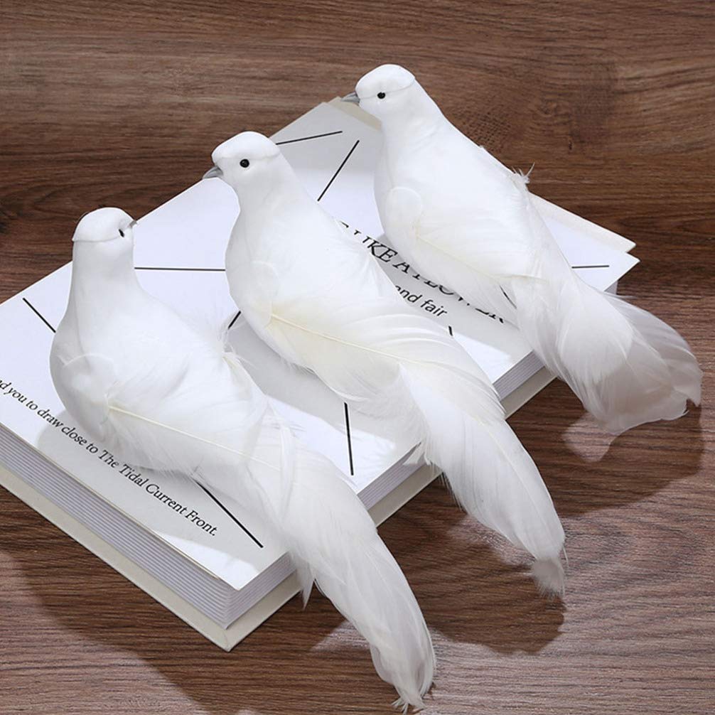 2 Pcs Oiseaux de Noël Blancs Artificiels Peace Dove Ornement Oiseau de Noël Décoratif