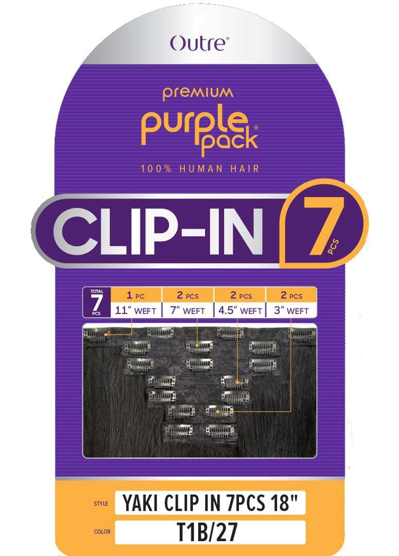 Amazon.com : Outre Human Hair Purple Pack Yaki Clip-In 7pcs 18