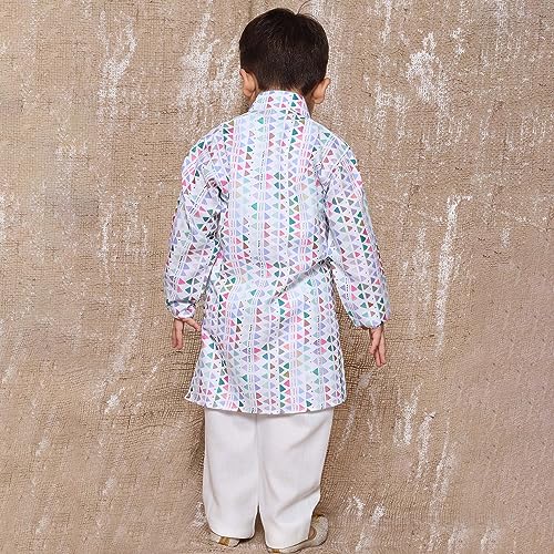 Image of AJ DEZINES Kids Cotton Printed Kurta Pyjama Set For Boys