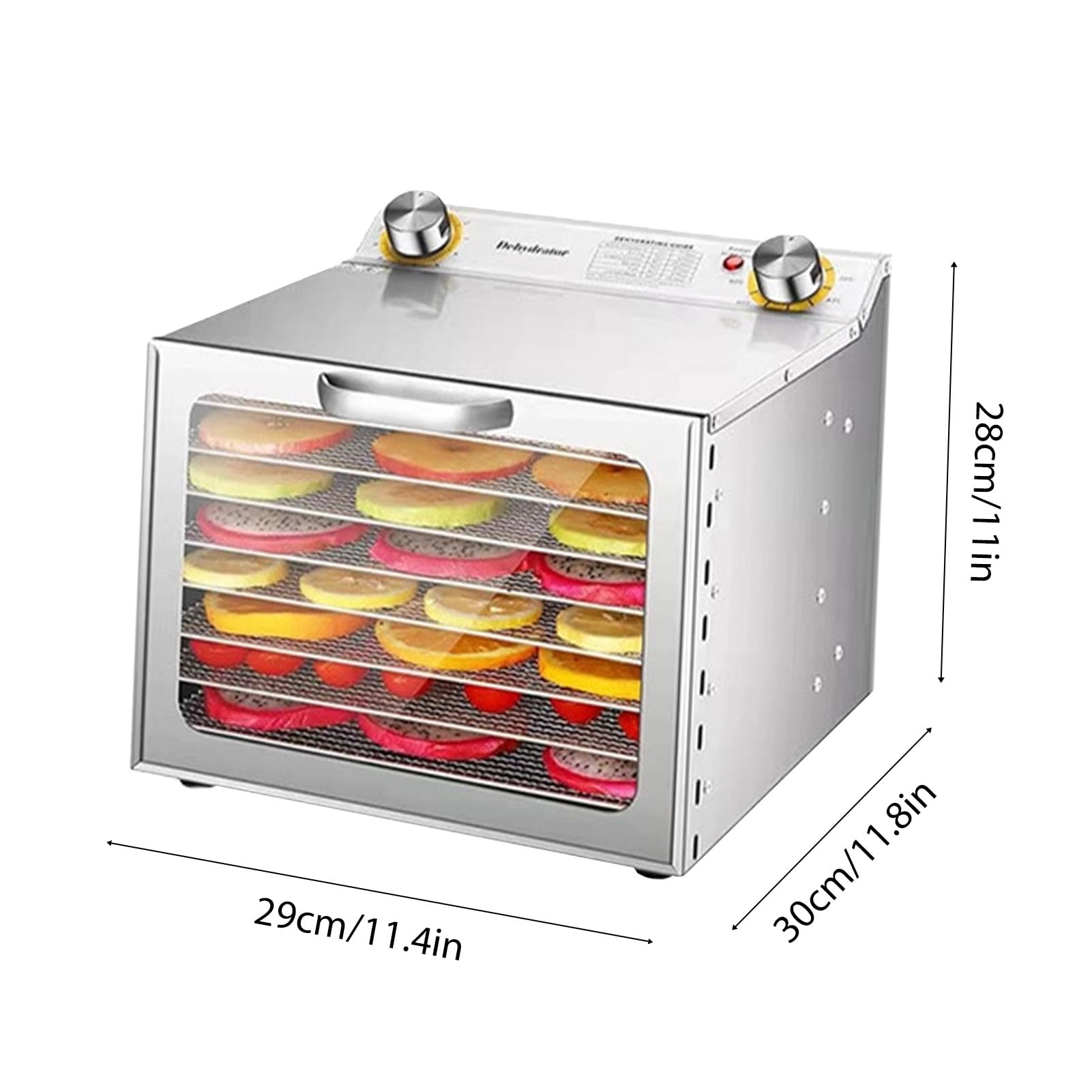 Essiccatore per Alimenti da 450 W, Timer 24 ore, Controllo della Temperatura Regolabile a 194 °F con Griglia di Essiccazione Multistrato, Essiccatore per Alimenti e Carne Secca (8 Tier EU Plug)