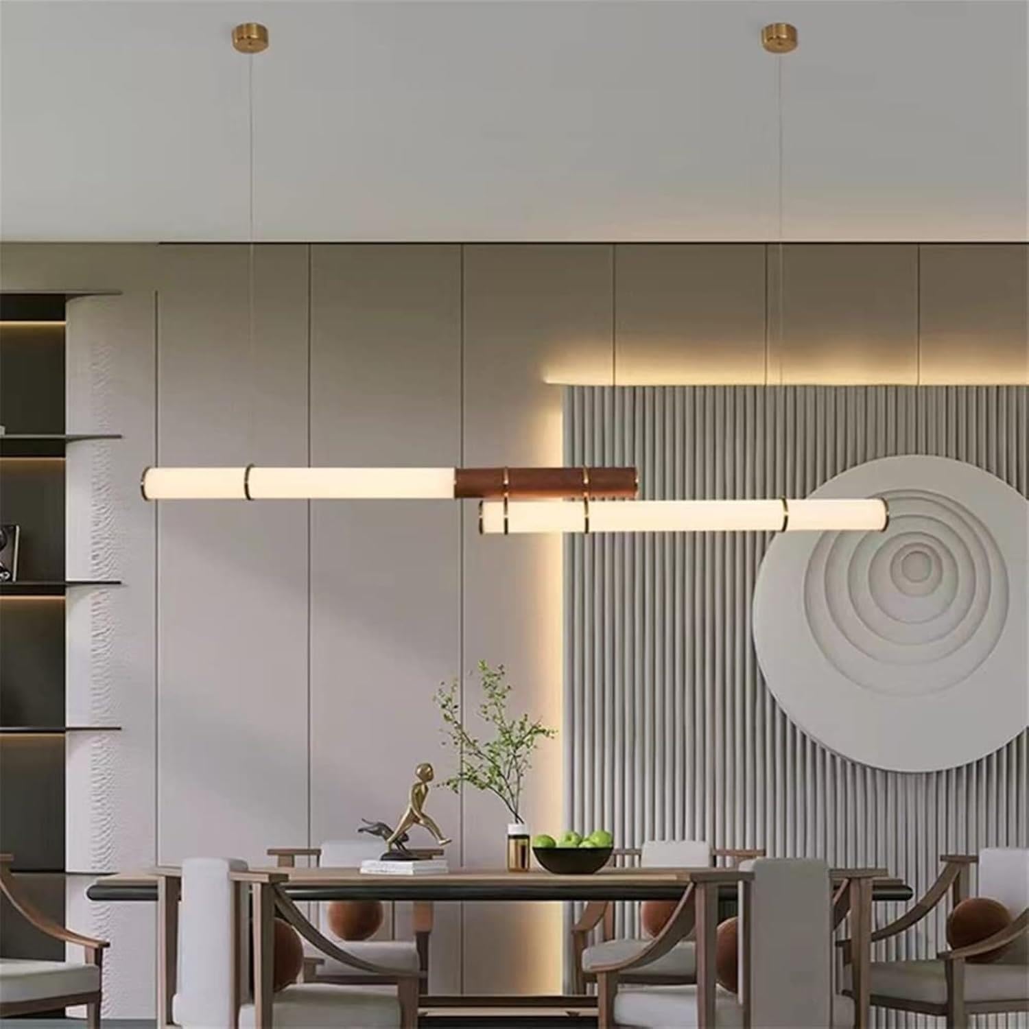 Lustre suspendu moderne à double tige décalée, lampe acrylique créative