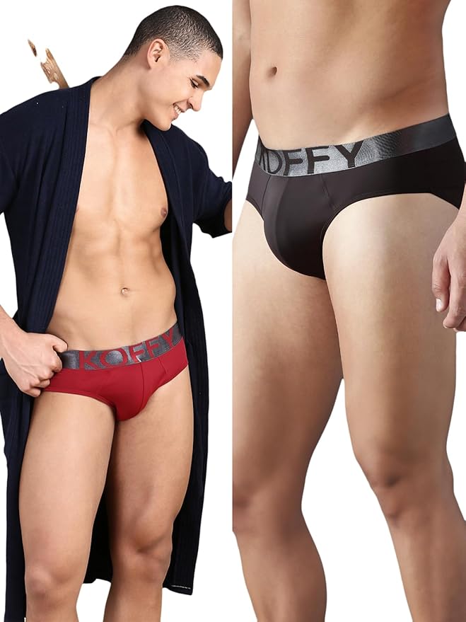 KOFFY Tactel Microfiber Elastane Stretch Solid Brief Tailored with Moisture Mobility Features
