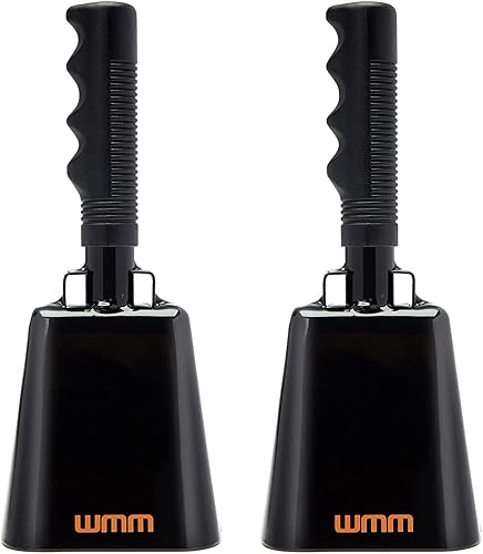 Miniatura 9 de WMM Campanas de vaca de 10 pulgadas para eventos deportivos, campanas de animación para juegos de fútbol, cencerro grande de acero con asa, campanas