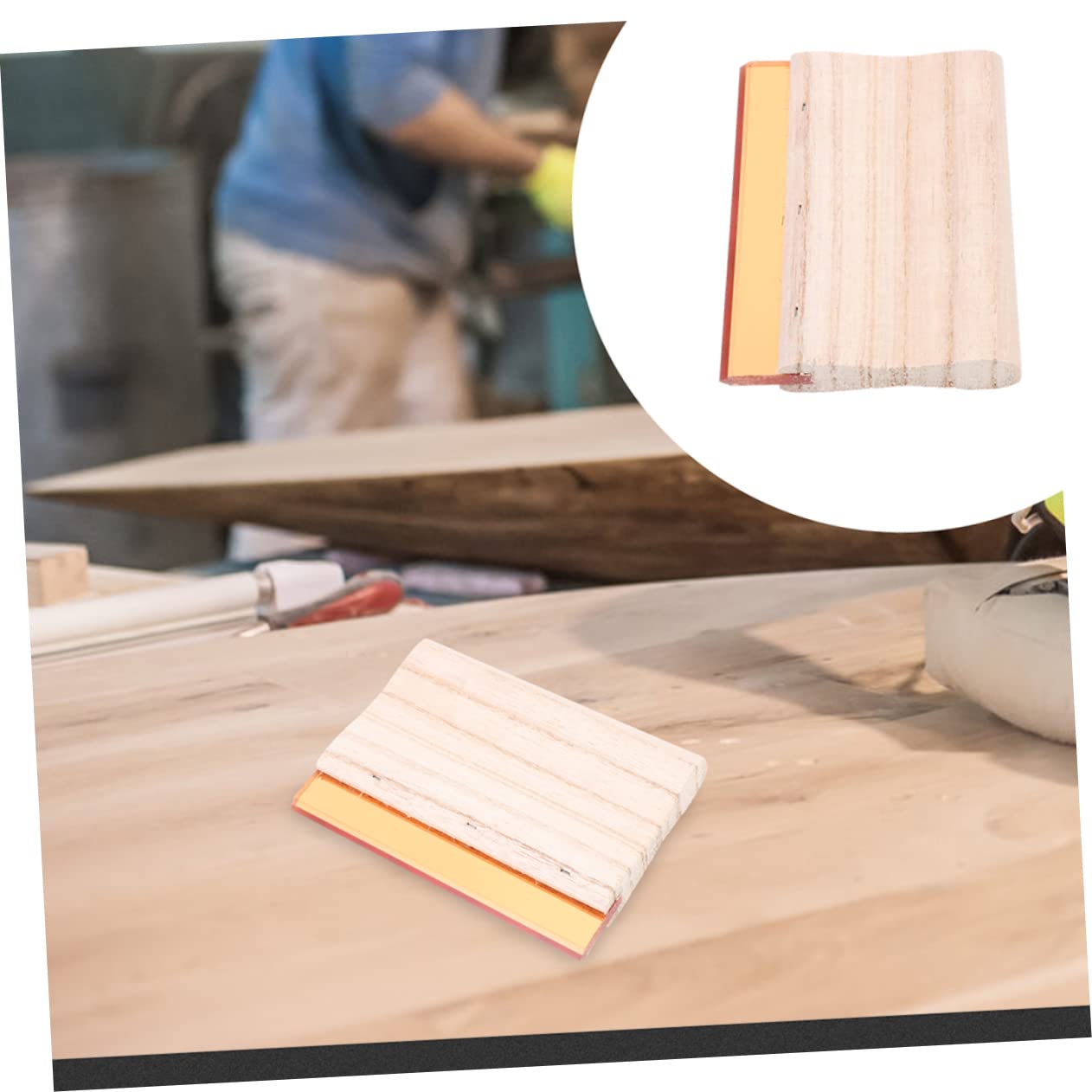 KALLORY 2Pcs Wooden Squeegee Ink Scraper for Supplies Durable Water Oil Resistant Blades for Printmaking