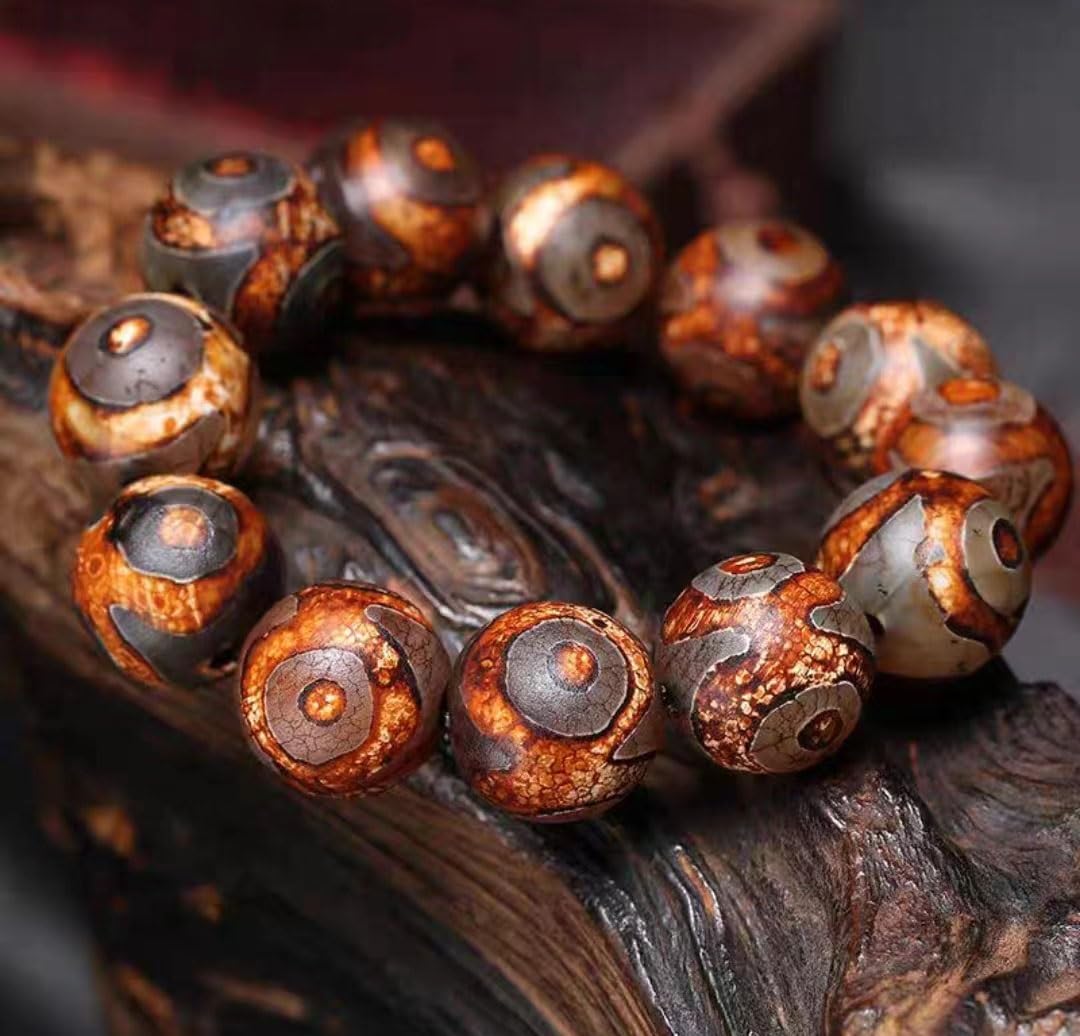 Korale modlitewne, bransoletki z koralików, bransoletka z koralików Feng Shui Dzi, tybetańska mala modlitwa Budda Feng Shui buddyjska medytacja Amulet Trzy oczy Dzi bransoletka z koralików Kobiety Męż