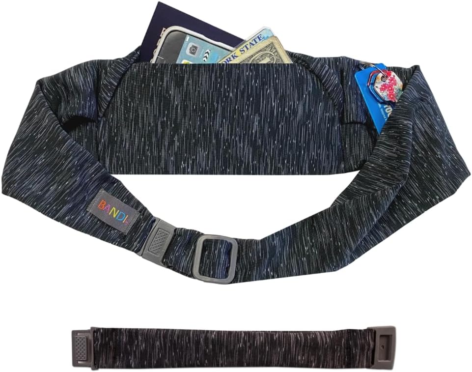 Plus Size Fanny Pack for Women - Travel-Ready Pocket Belt with Secure Hidden Money & Running Belt for Phone, Passport, Keys, & Medical Devices, Adjustable Fit, Comfortable (Strata Black/Gray)