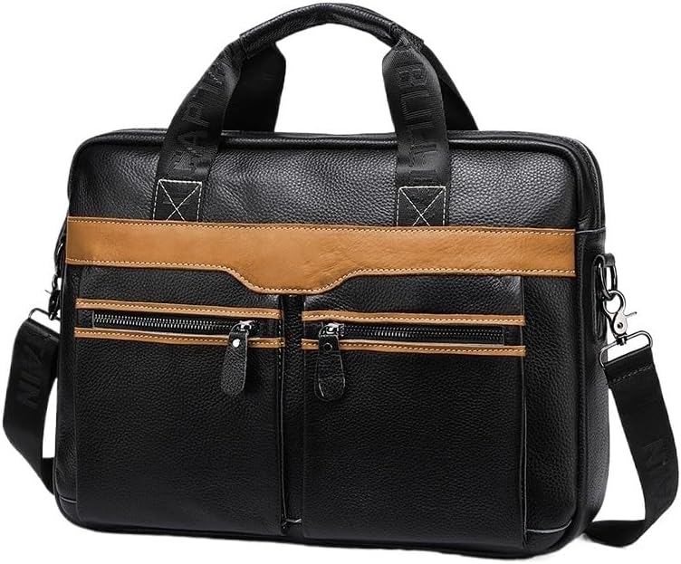 Men's Diagonal Cross Handbag Leather Briefcase Business Meeting Computer Bag