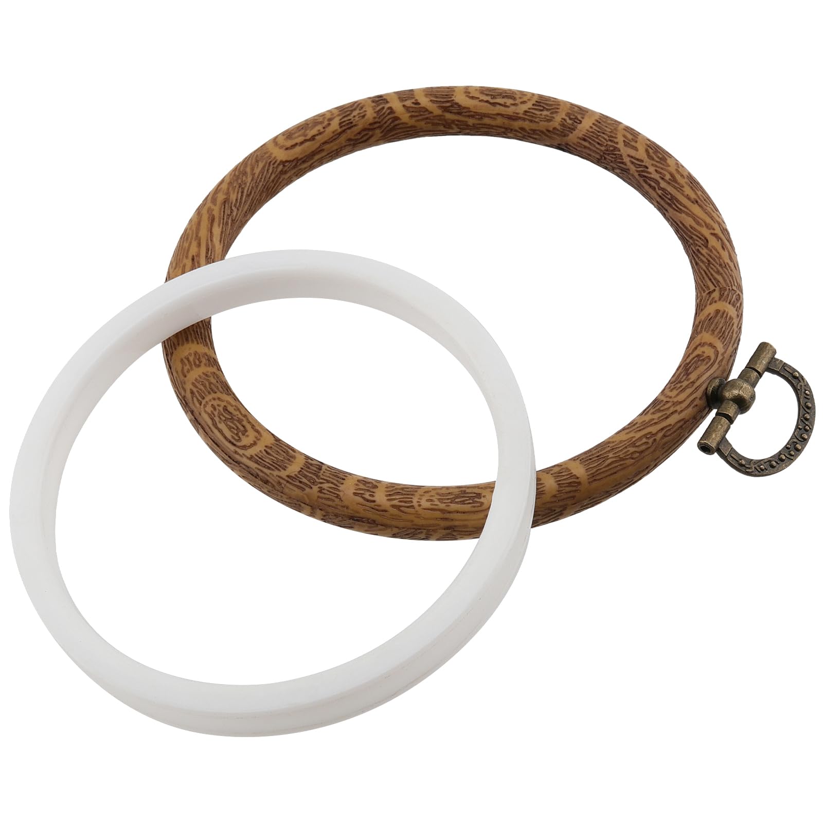 YUENPUN 8 telai ad anello da ricamo, 4 misure, in plastica, per punto croce, rotondi, in finto legno, per fai da te, ricamo, artigianato, cucito, 7,5/10/14/17 cm