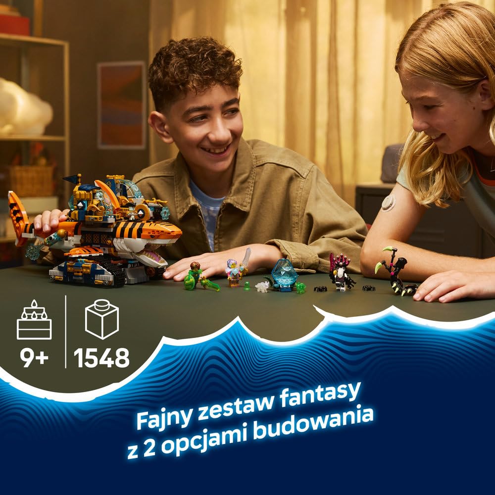 LEGO DREAMZzz Rekinoczołg tygrysi 71515 | rekinoczołg, zabawka akcji, prezent dla chłopca i dziewczynki 9+, przygoda fantasy, 1548 elementów