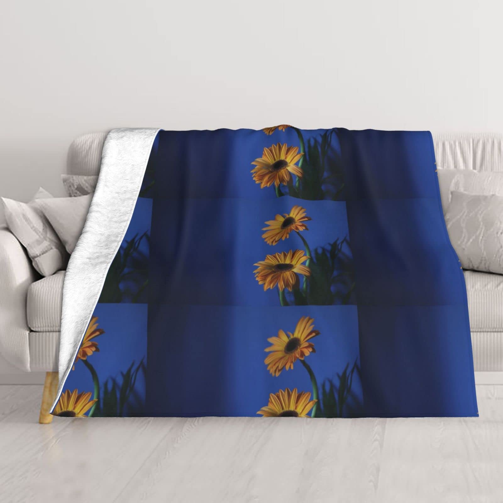 Couverture douce fleurs jaunes anti-froid pour canapé et grand lit