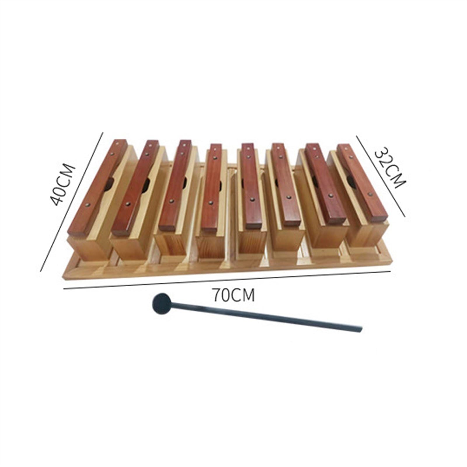 Instrument de percussion Glockenspiel en bois à 8 notes en brique double couleur Kit De Glockenspiel