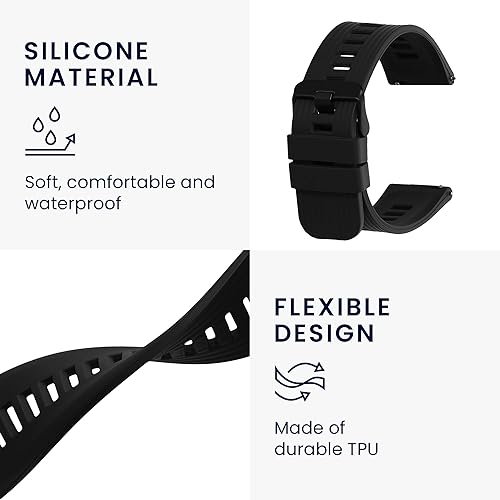 Miniatura 3 de kwmobile Correas compatibles con Huawei Watch GT 3 (1.812 pulgadas) - 2 correas de silicona de repuesto - NegroGris