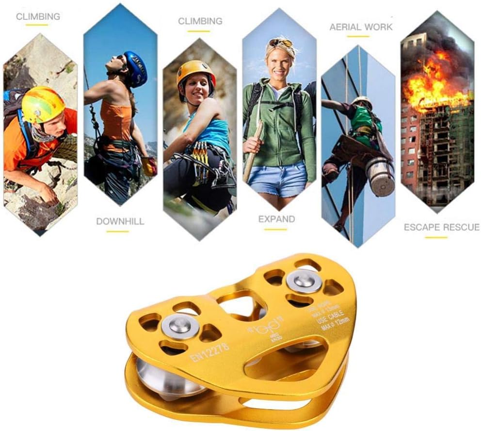 30KN Dual Pulley Zip Line Rescue Cable Trolley Outdoor Rock