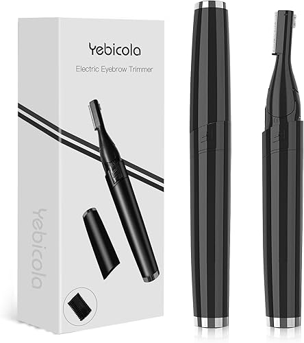 Yebicola Recortadora eléctrica de cejas, maquinilla de afeitar facial para mujeres y hombres con cabeza giratoria, funciona con pilas, maquinilla de