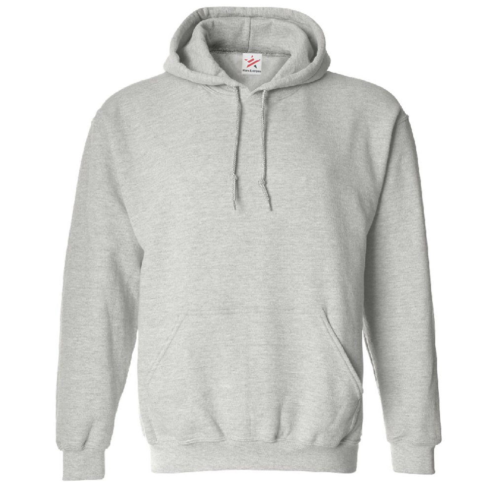 Star and StripesPlain Heather Grey Hooded Sweatshirts Premium Heavy Duty Sports Grey Pullover Hoodie 320 GSM