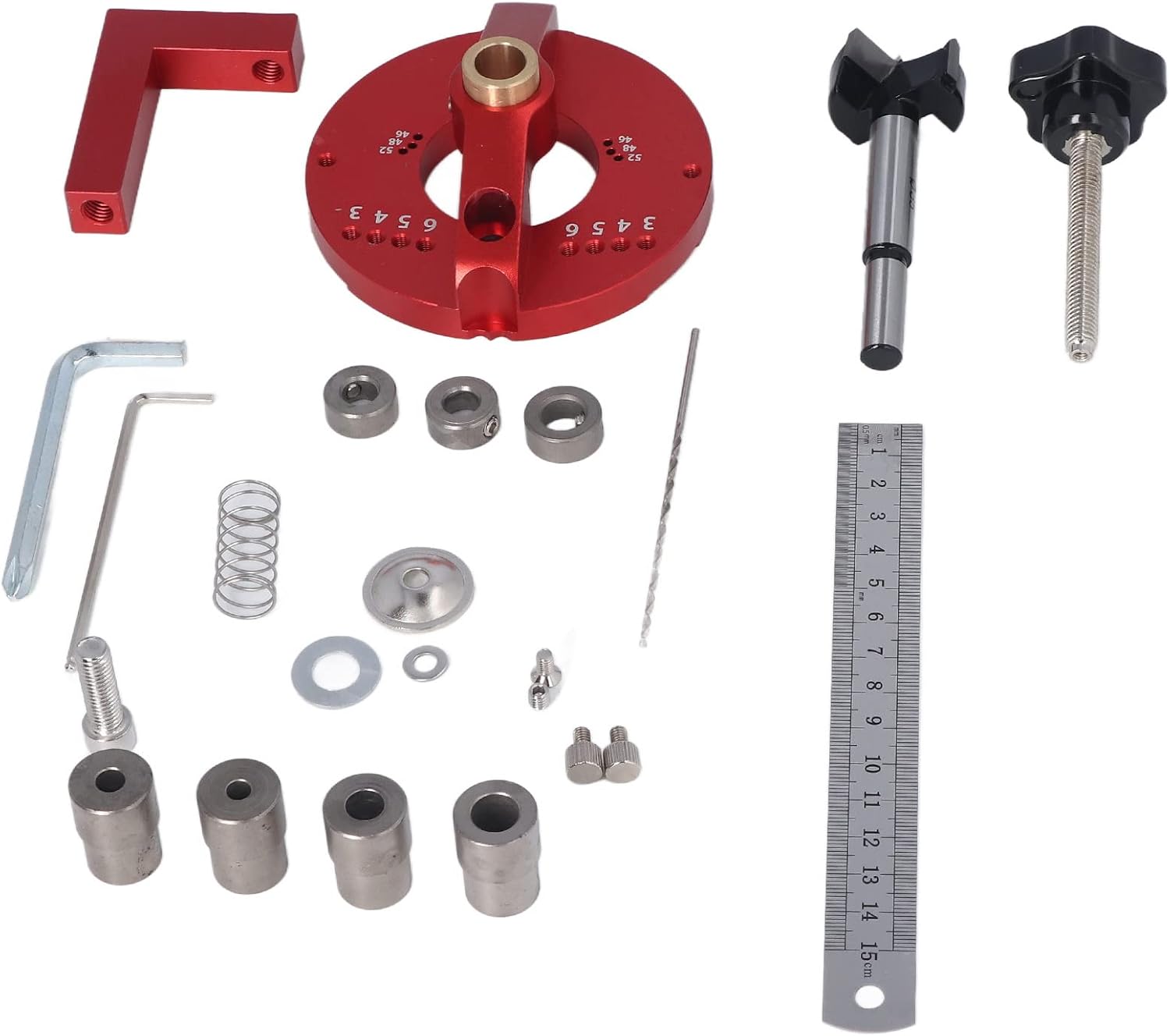 Door Hinge Jig, Aluminum Alloy Pocket Hole Jig Kit System with 8mm/15mm Hole Puncher Locator for Woodworking