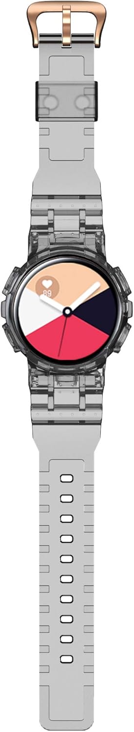 SKM Straps+Case for Samsung Galaxy Watch Active 2 40mm Full Cover TPU Transparent Smart Watchband Bracelet Bumper Combination (Color : Gray, Size : for Active 2 40mm)