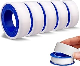 HuaJiao 5 Rollen Teflonband, 10 m*12mm Lang PTFE Gewindedichtband Teflonband Tape für Plumbing Gelenk für Pool, Küche, Industrie(Weiß)